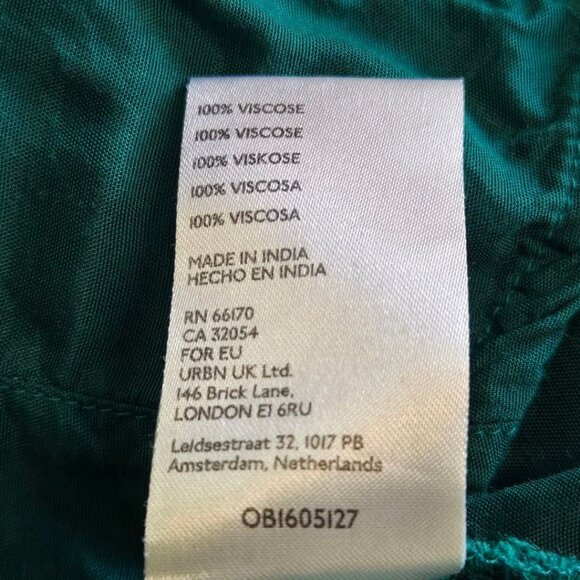 Free People Janelle V-Neck Lace Trim Corset-Style Blouse Teal Balloon Sleeves S - Picture 13 of 13